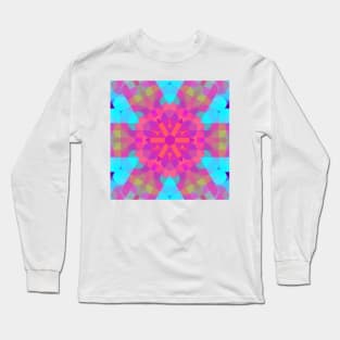 Retro Mandala Flower Pink Blue and Purple Long Sleeve T-Shirt